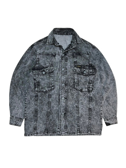 Vintage Euro Stone Wash Black Denim Shirt