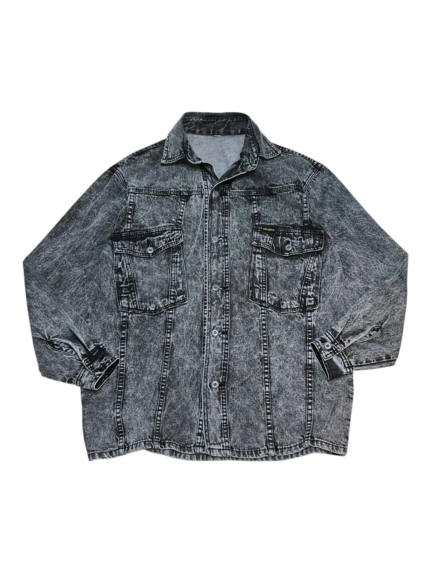 Vintage Euro Stone Wash Black Denim Shirt