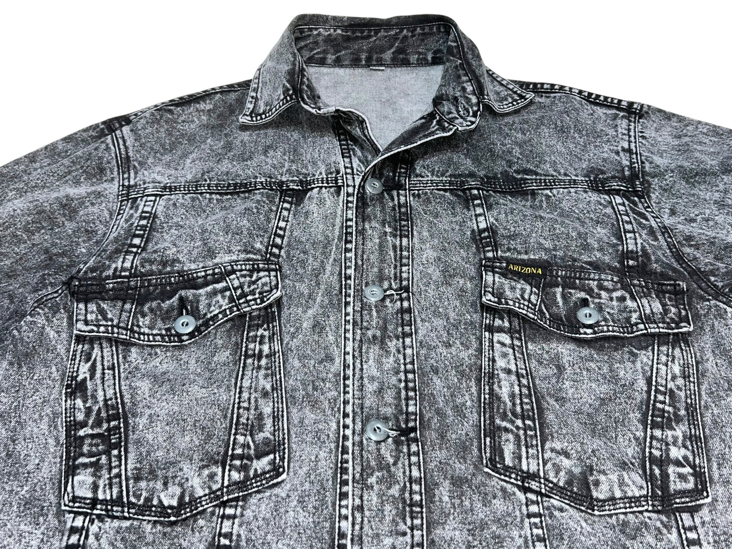 Vintage Euro Stone Wash Black Denim Shirt