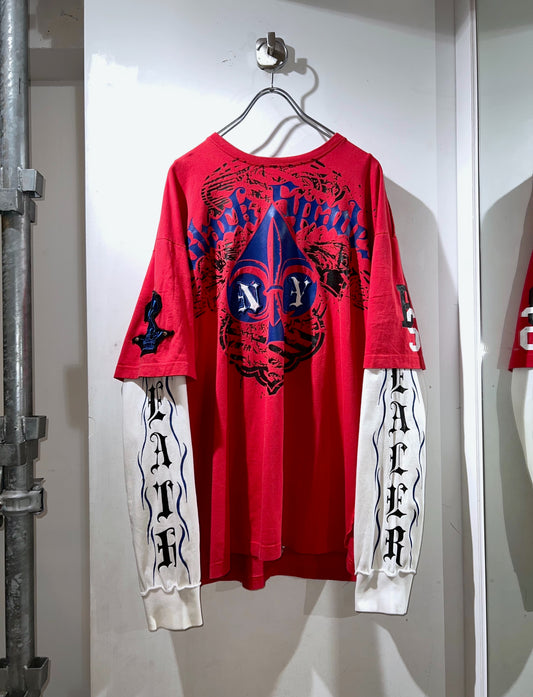 00's Studs & Graphic Fake Layered T-Shirt