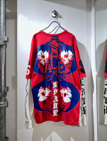 00's Studs & Graphic Fake Layered T-Shirt