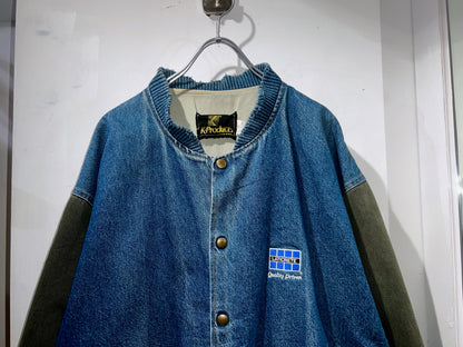 90s K-Products Denim Varsity Jacket