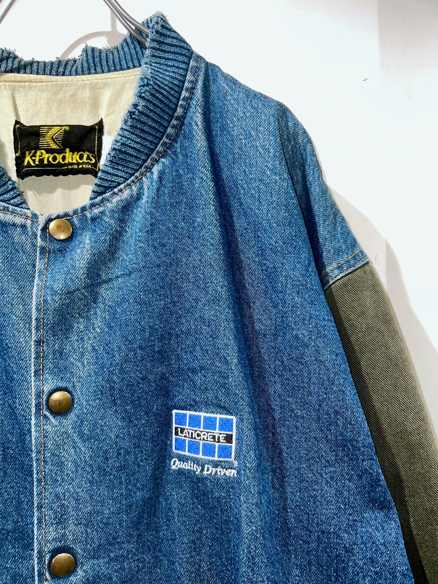 90s K-Products Denim Varsity Jacket