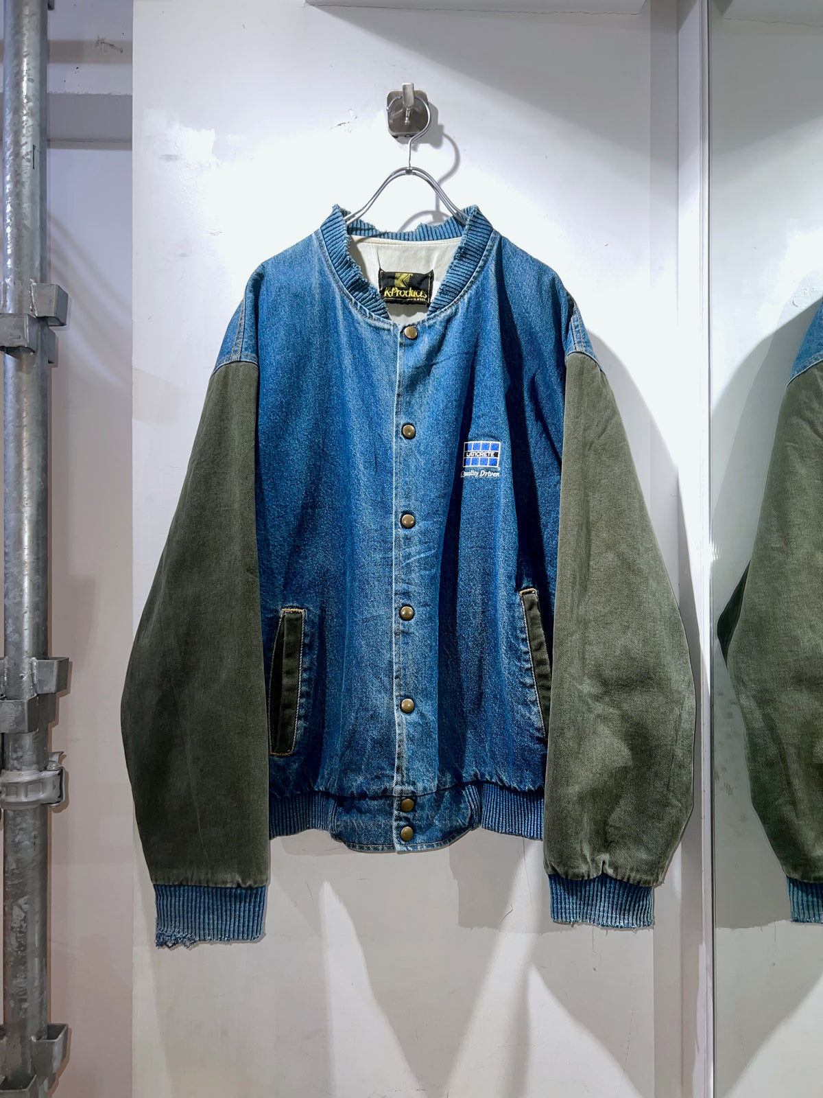 90s K-Products Denim Varsity Jacket