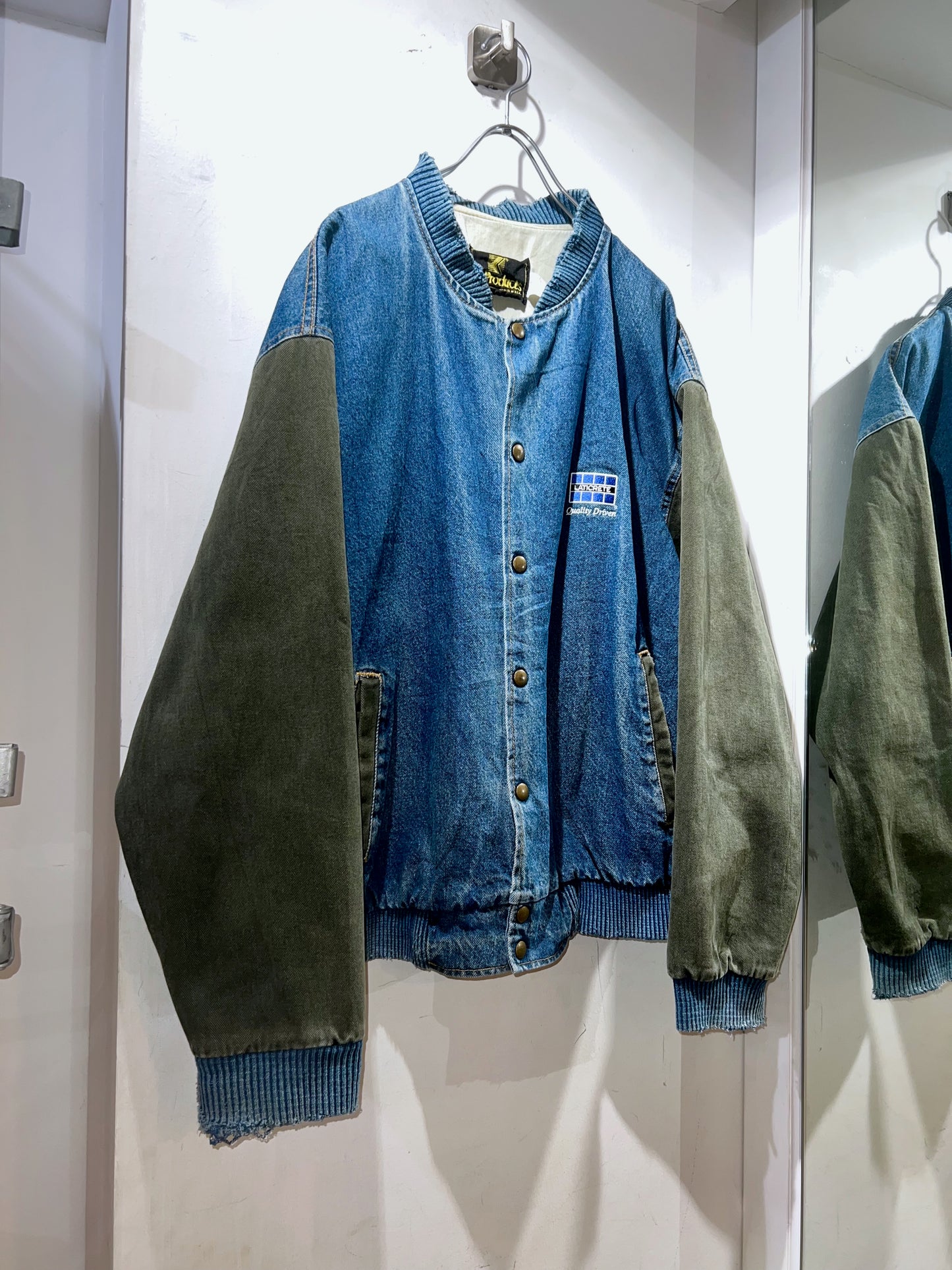 90s K-Products Denim Varsity Jacket