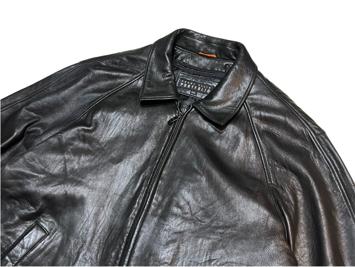 Perry Ellis Portfolio Oversized Leather Jacket