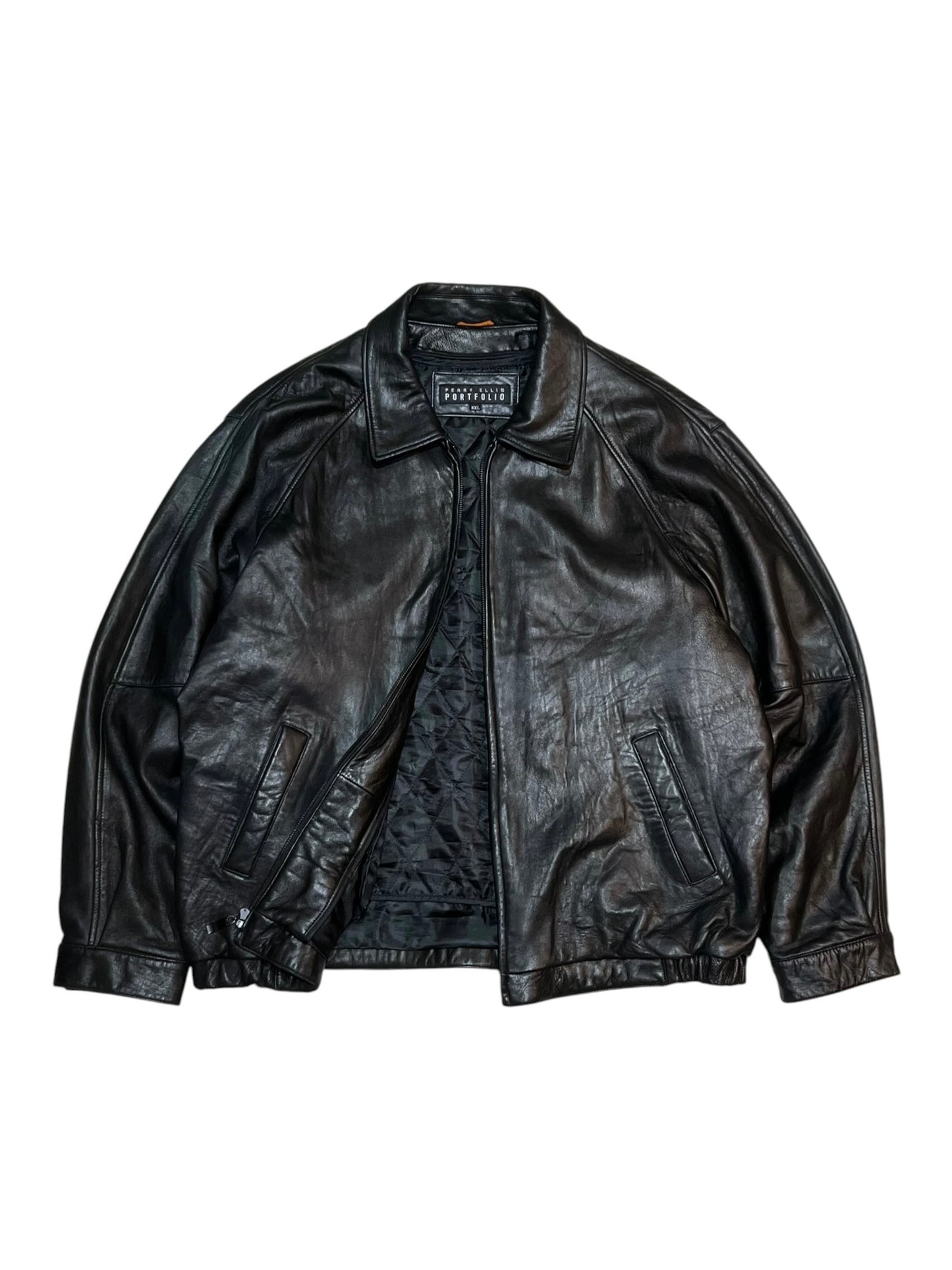 Perry Ellis Portfolio Oversized Leather Jacket