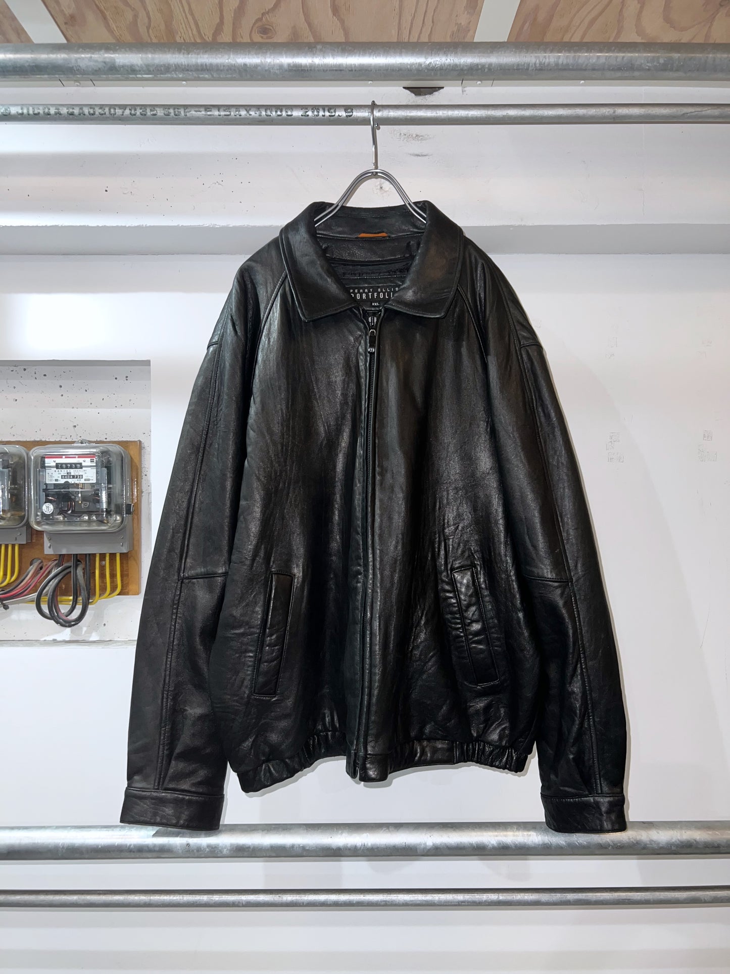 Perry Ellis Portfolio Oversized Leather Jacket