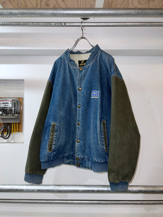 90s K-Products Denim Varsity Jacket