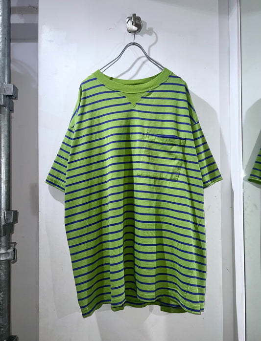 90s Oversized Striped Pocket Tee U.S. Fabric