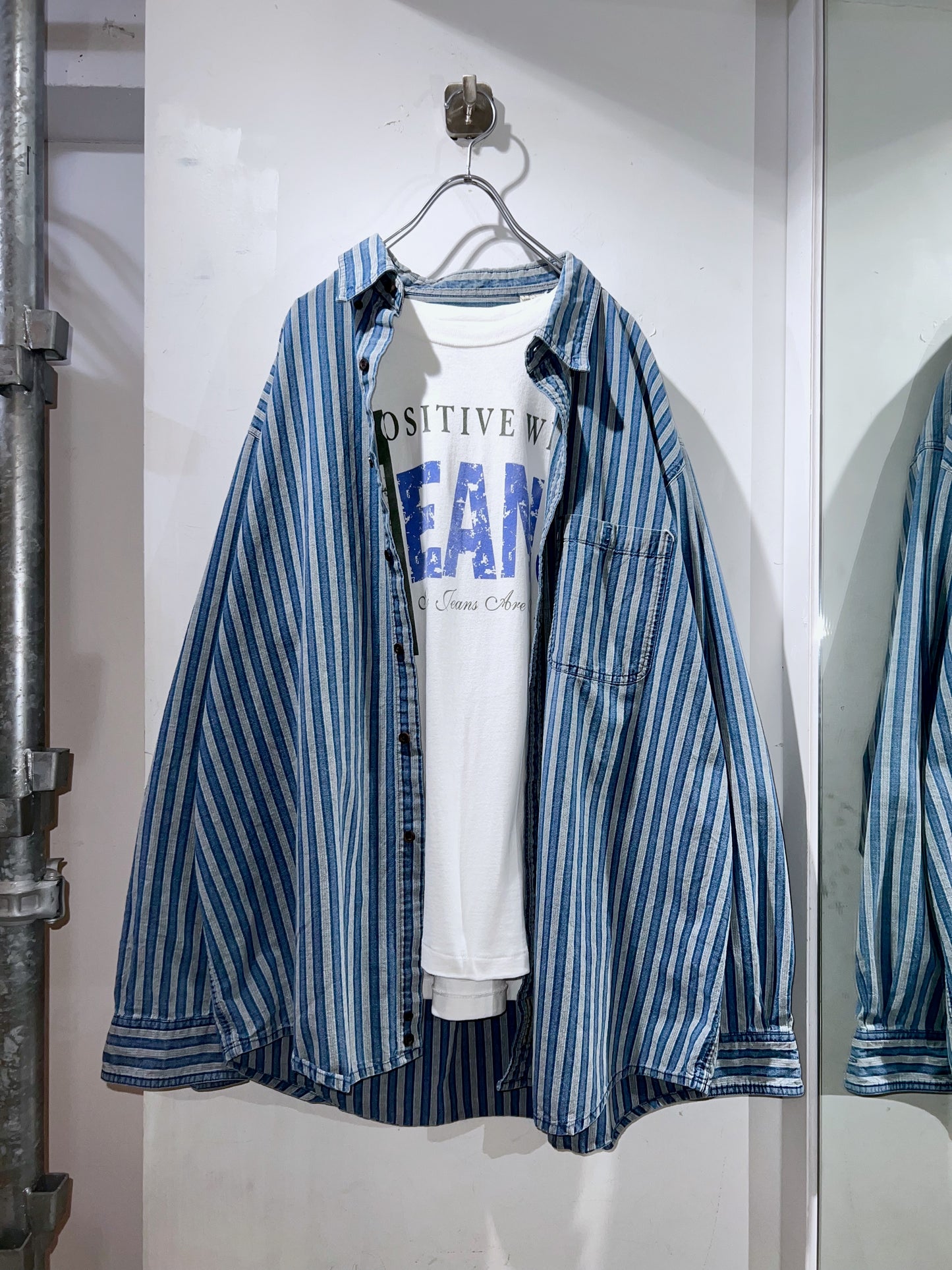 90s Cotton Striped Denim Shirt