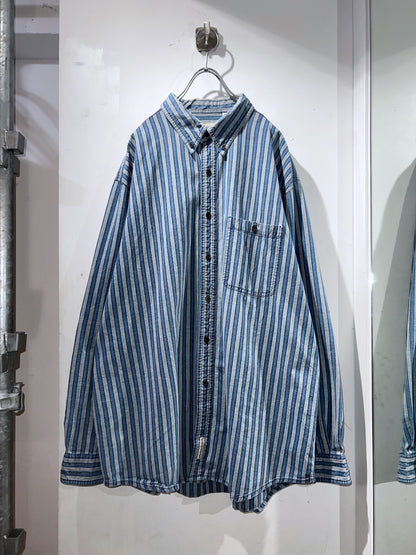 90s Cotton Striped Denim Shirt