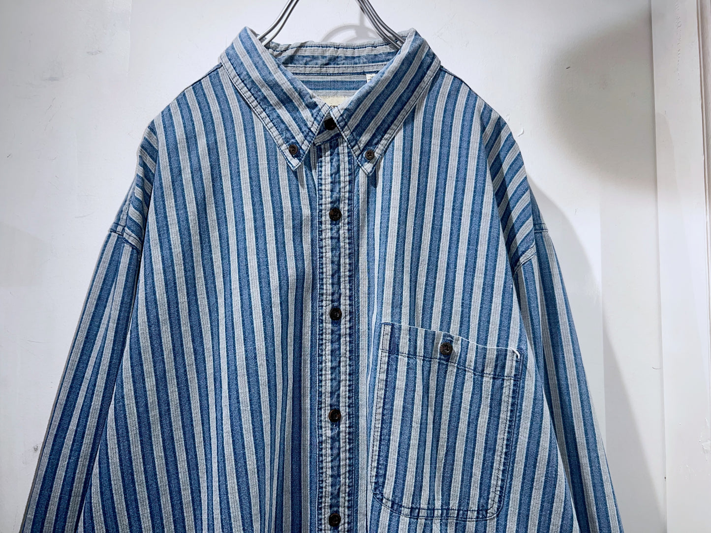 90s Cotton Striped Denim Shirt