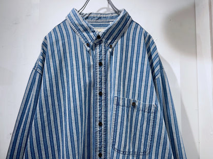 90s Cotton Striped Denim Shirt