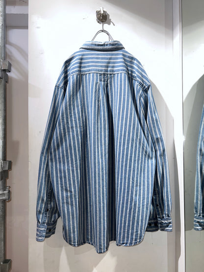 90s Cotton Striped Denim Shirt