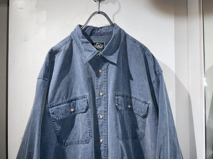 Old WOOLRICH Dull Blue Cotton L/S Shirt