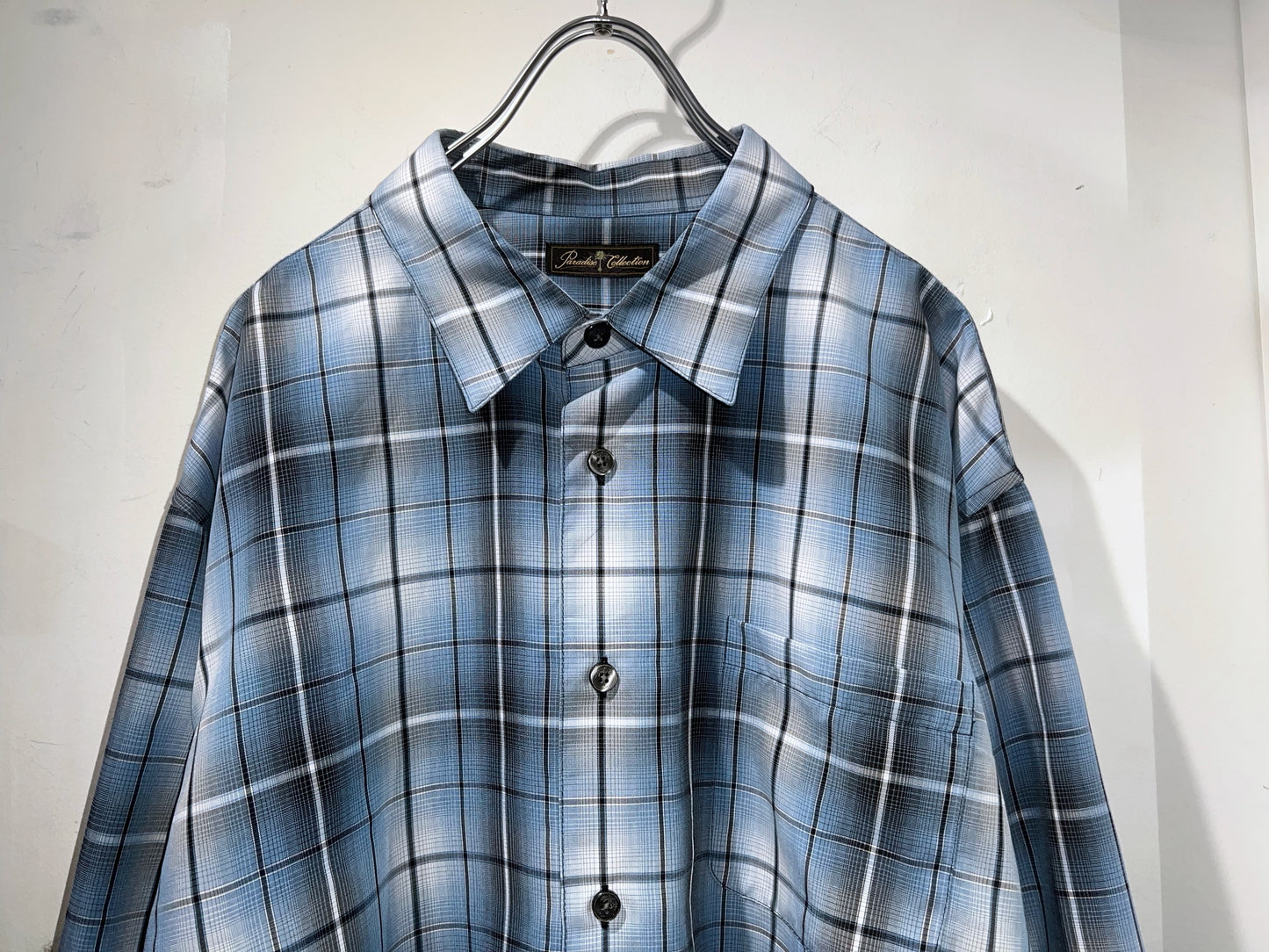 00s Oversized Rayon Mix Ombre Check Shirt