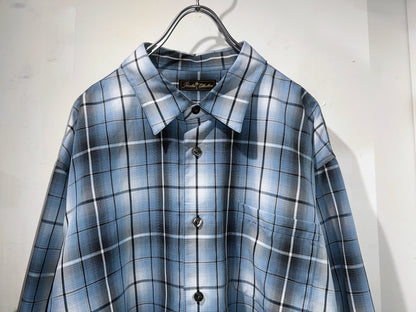 00s Oversized Rayon Mix Ombre Check Shirt