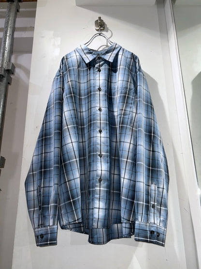 00s Oversized Rayon Mix Ombre Check Shirt