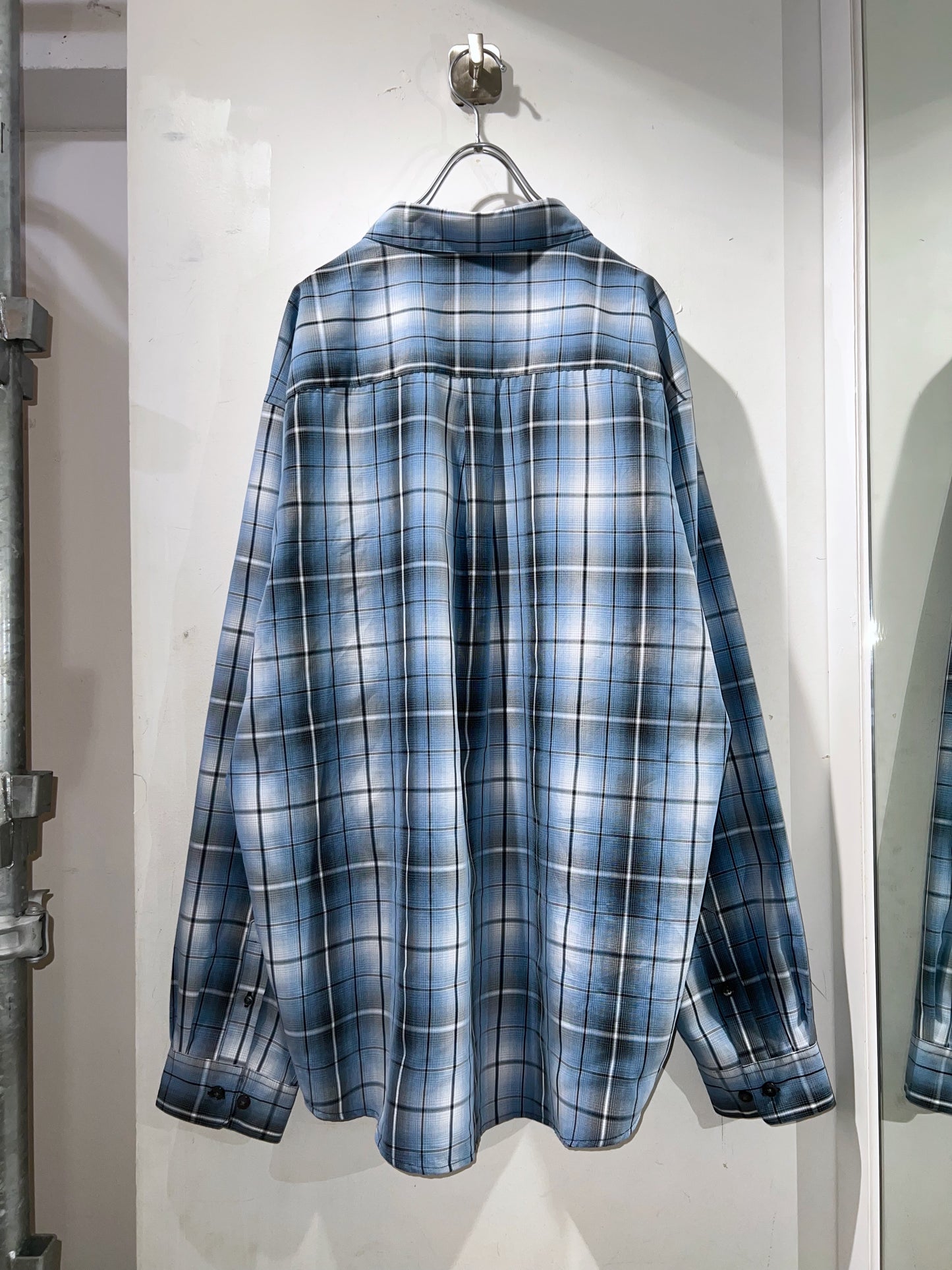 00s Oversized Rayon Mix Ombre Check Shirt
