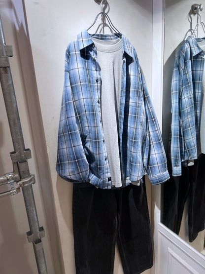 00s Oversized Rayon Mix Ombre Check Shirt