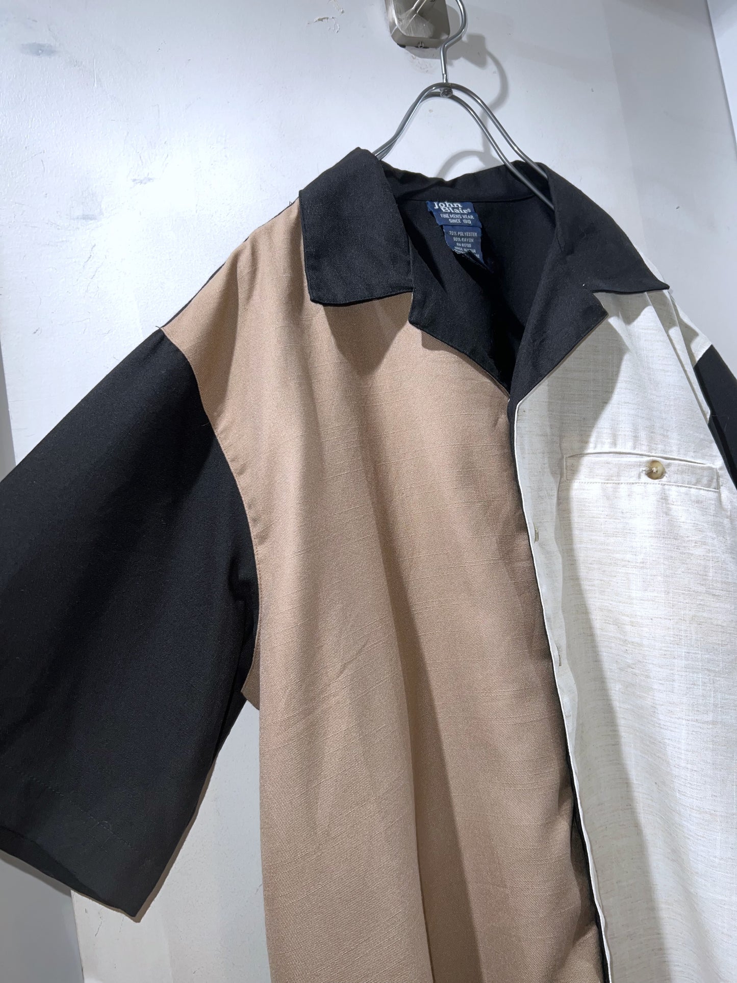 John Blair Open Collar Colorblock Shirt