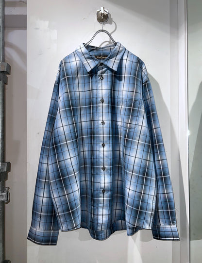 00s Oversized Rayon Mix Ombre Check Shirt