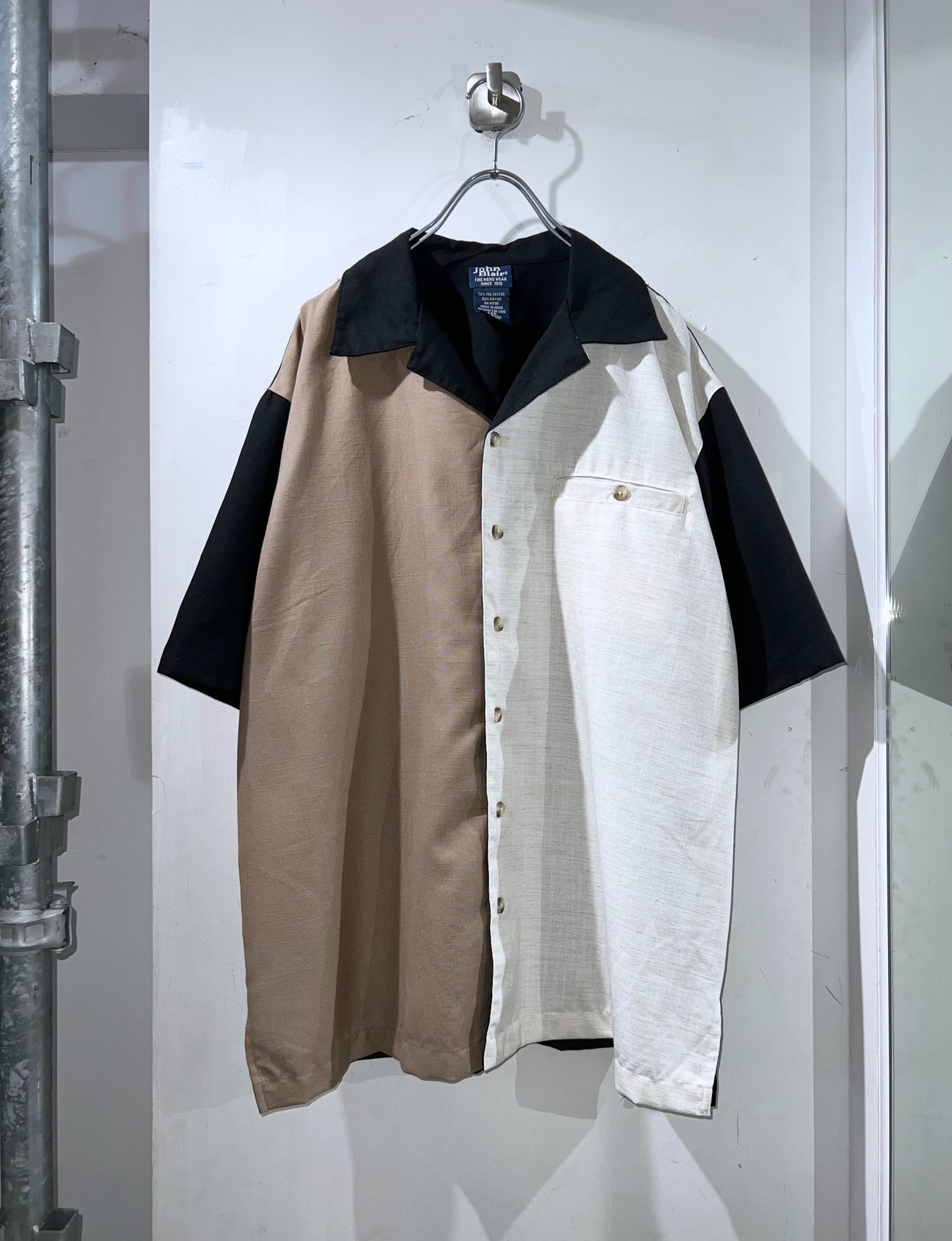 John Blair Open Collar Colorblock Shirt
