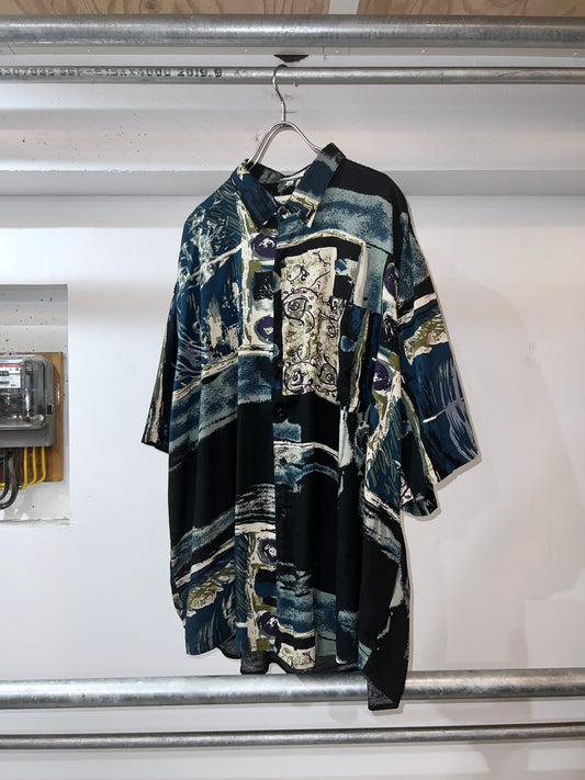 Old Rayon Abstract Shirrt