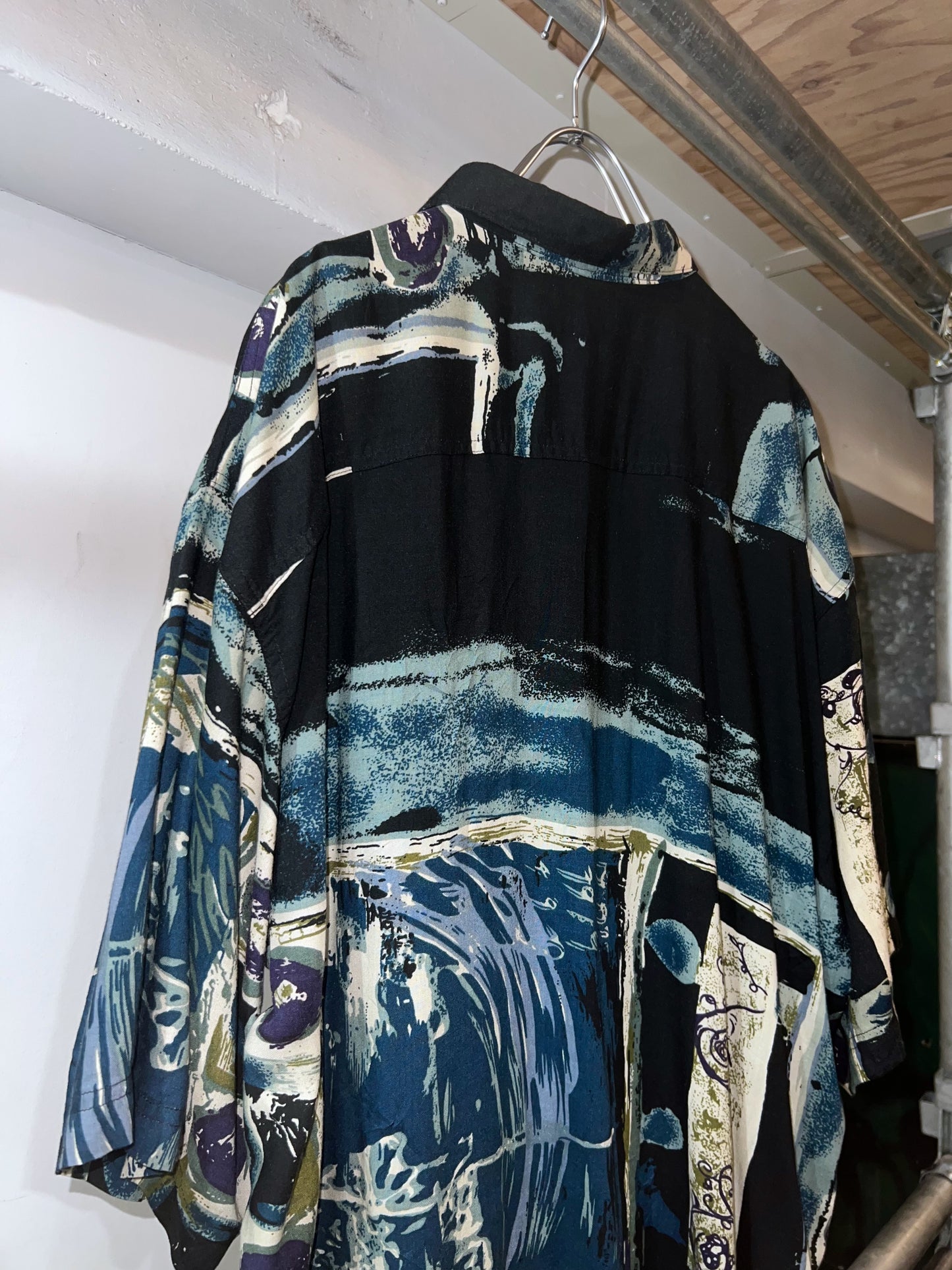 Old Rayon Abstract Shirrt
