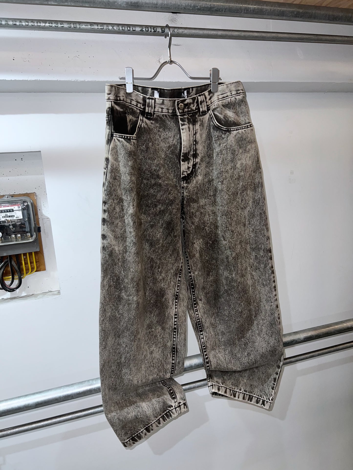Acid Wash Semi-baggy Denim Pants
