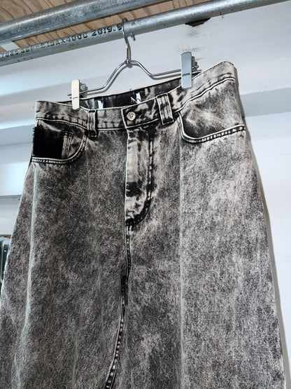 Acid Wash Semi-baggy Denim Pants