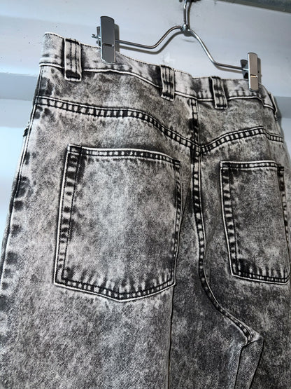 Acid Wash Semi-baggy Denim Pants