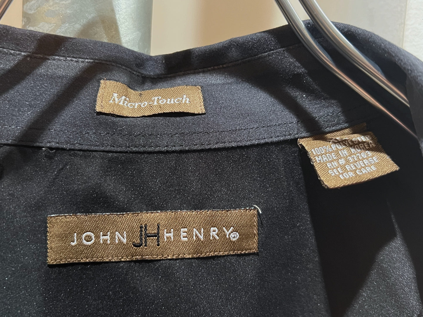 John Henry Black Microfiber Shirt