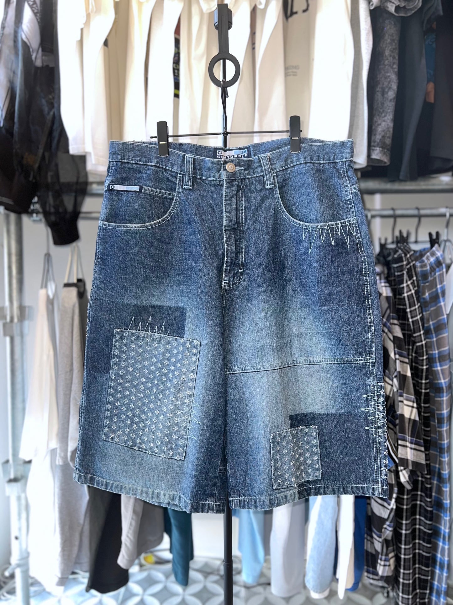 SOUTHPOLE Patchwork Denim Shorts