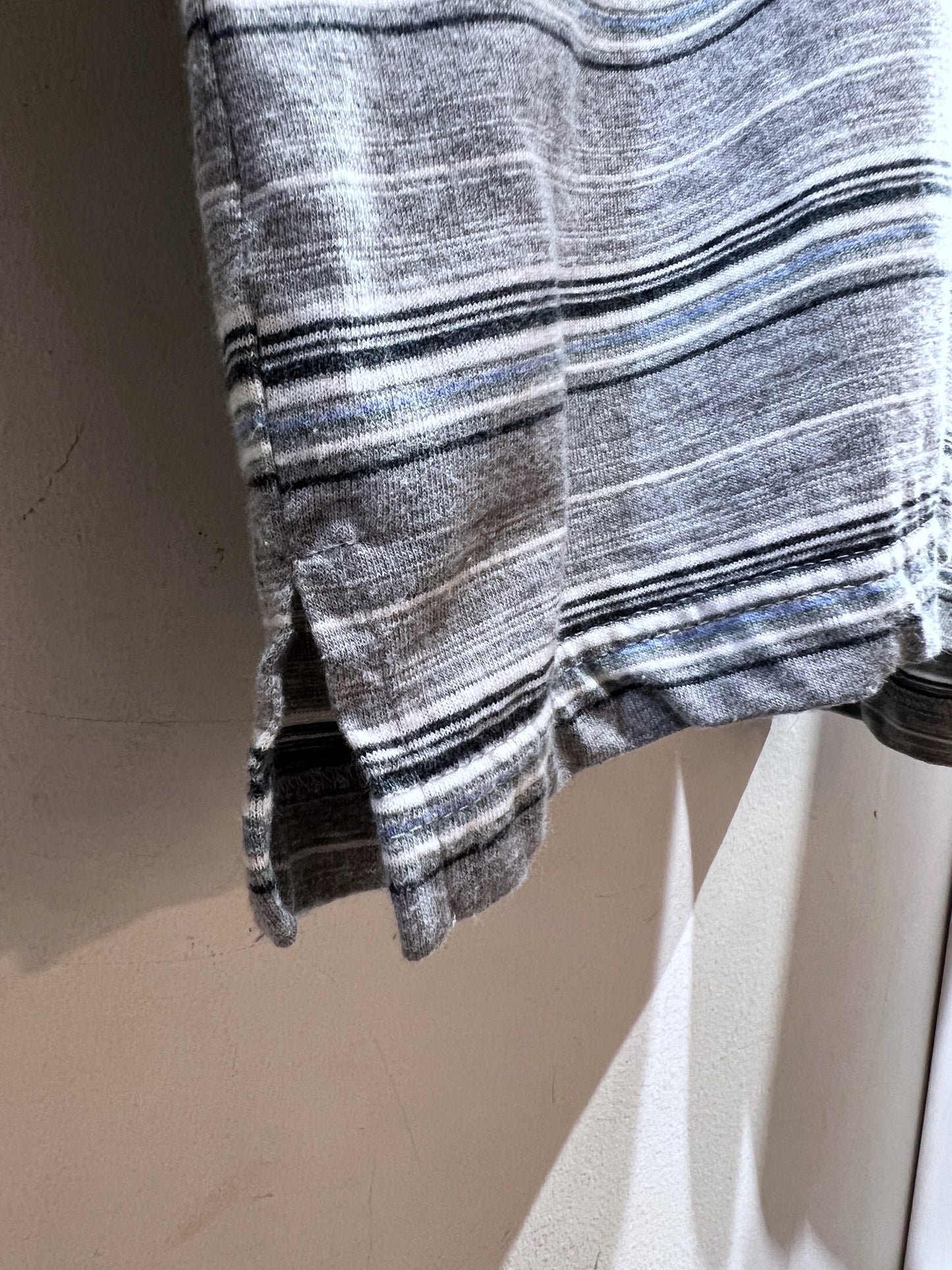 00s Oversized Henley-neck Striped Tee
