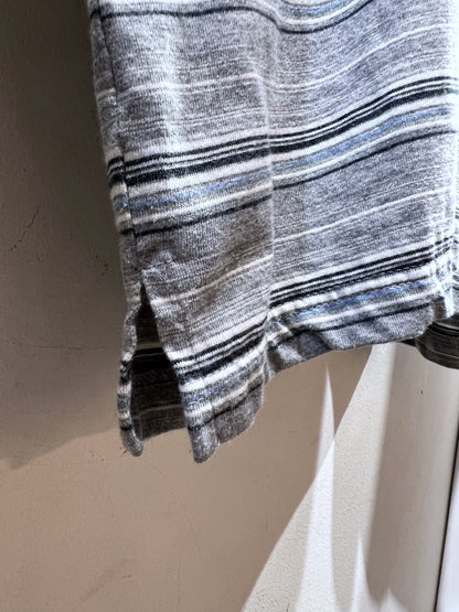 00s Oversized Henley-neck Striped Tee