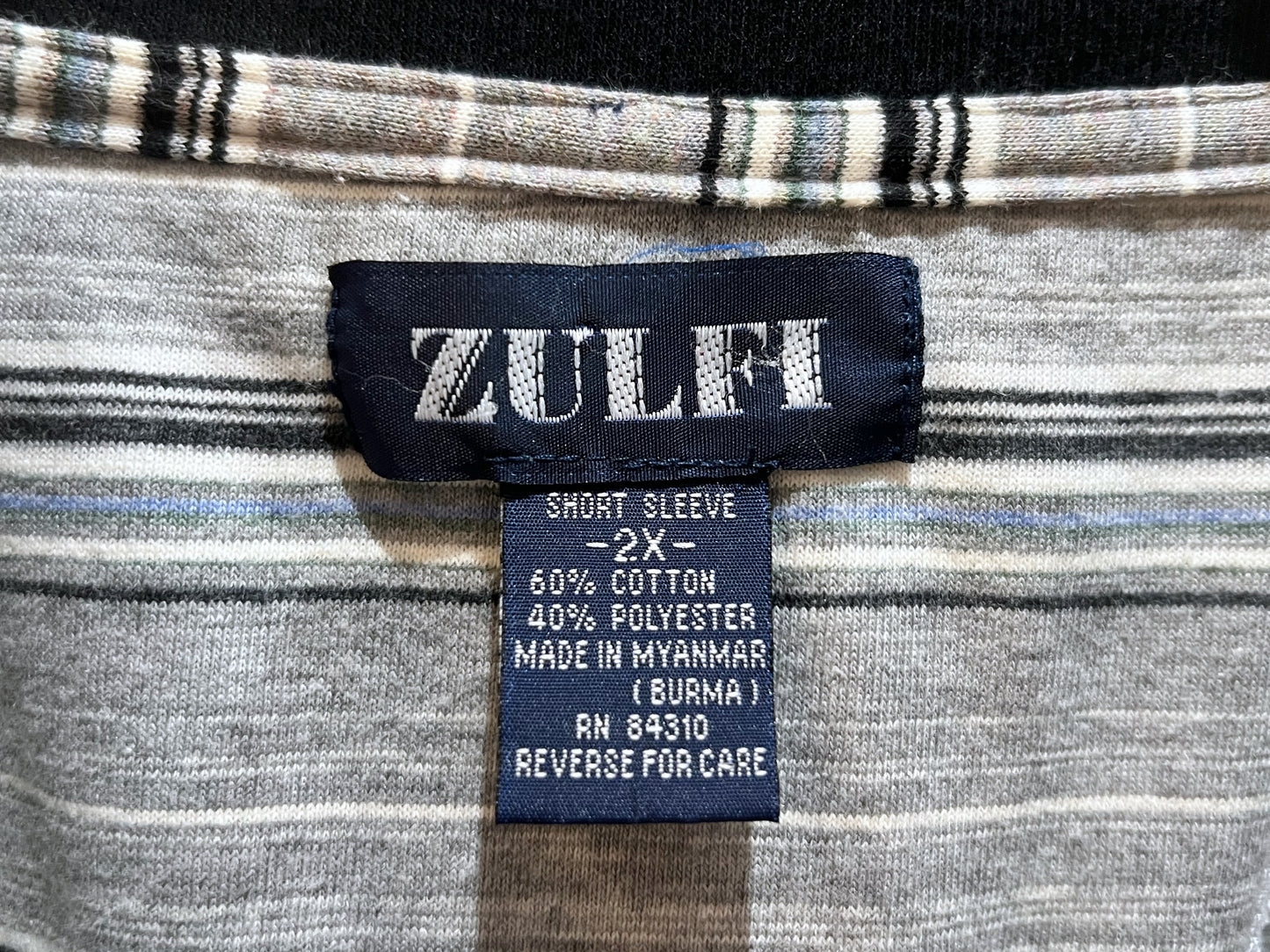 00s Oversized Henley-neck Striped Tee