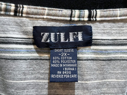 00s Oversized Henley-neck Striped Tee