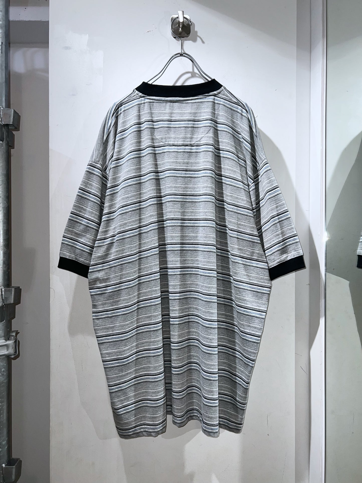 00s Oversized Henley-neck Striped Tee