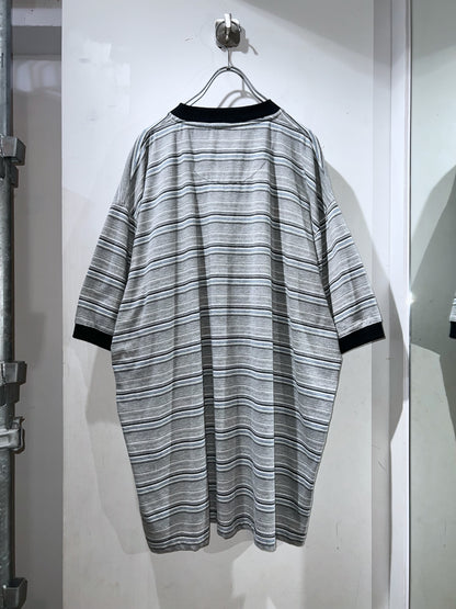 00s Oversized Henley-neck Striped Tee