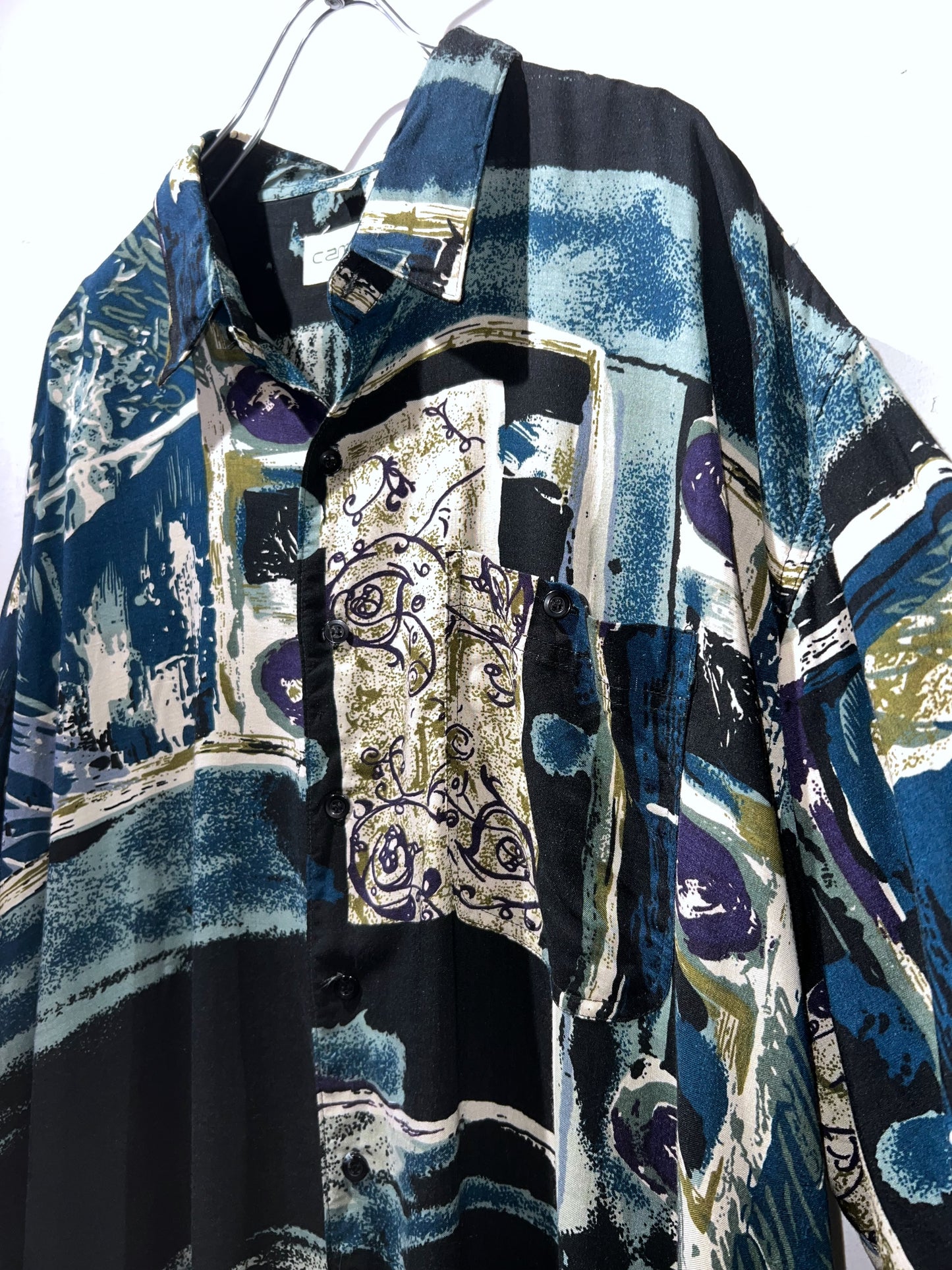 Old Rayon Abstract Shirrt