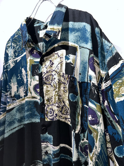 Old Rayon Abstract Shirrt