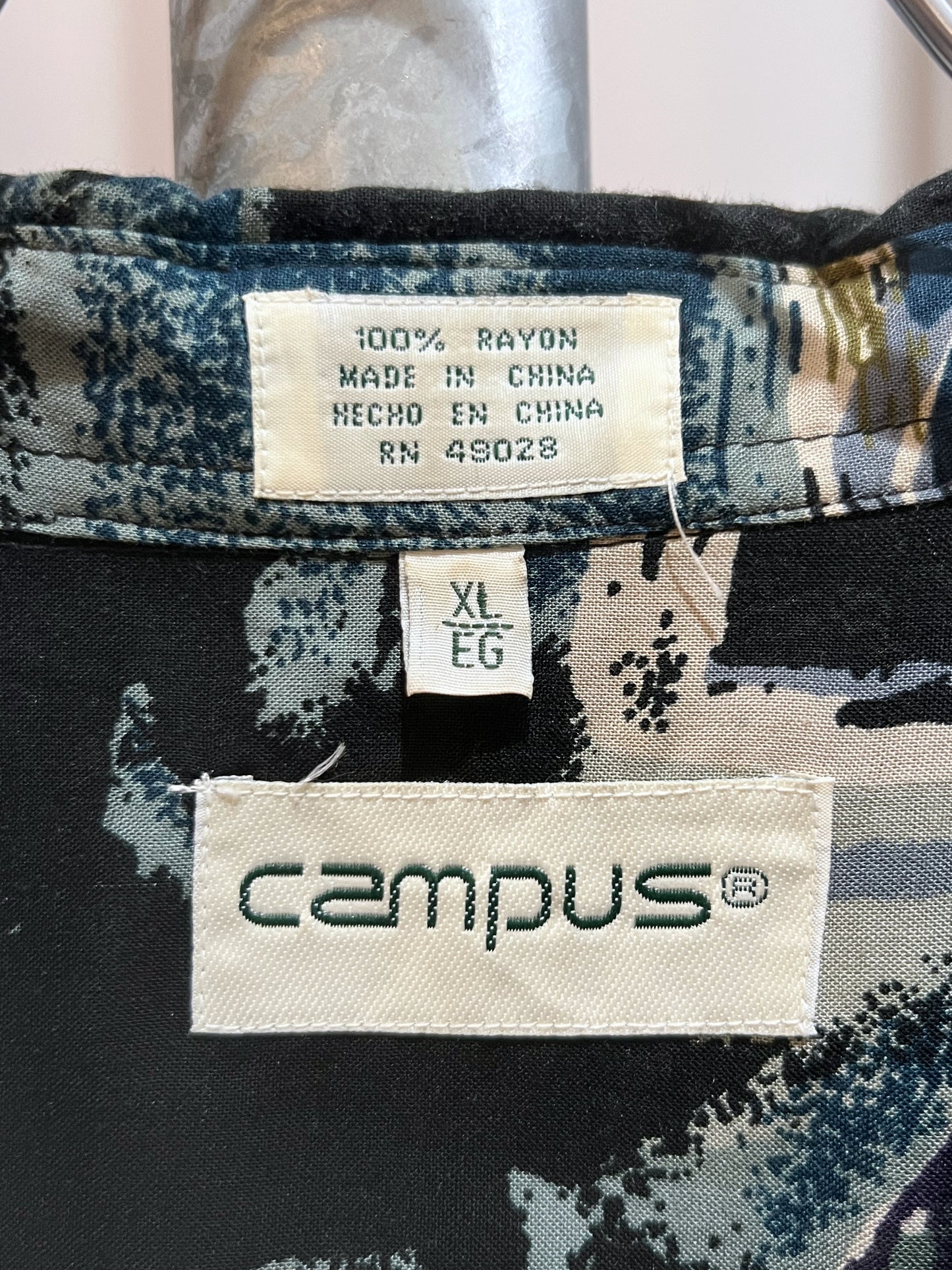 Old Rayon Abstract Shirrt