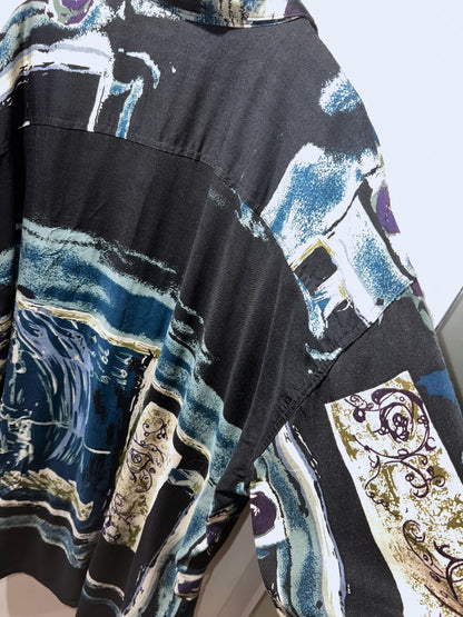 Old Rayon Abstract Shirrt