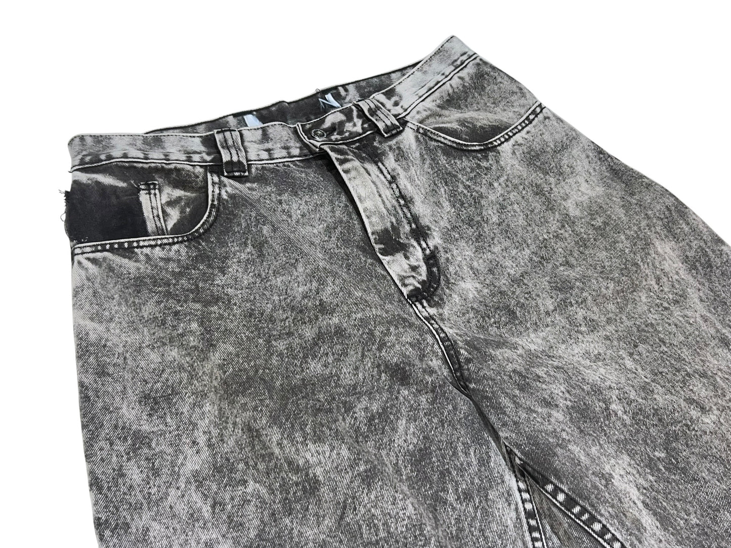 Acid Wash Semi-baggy Denim Pants