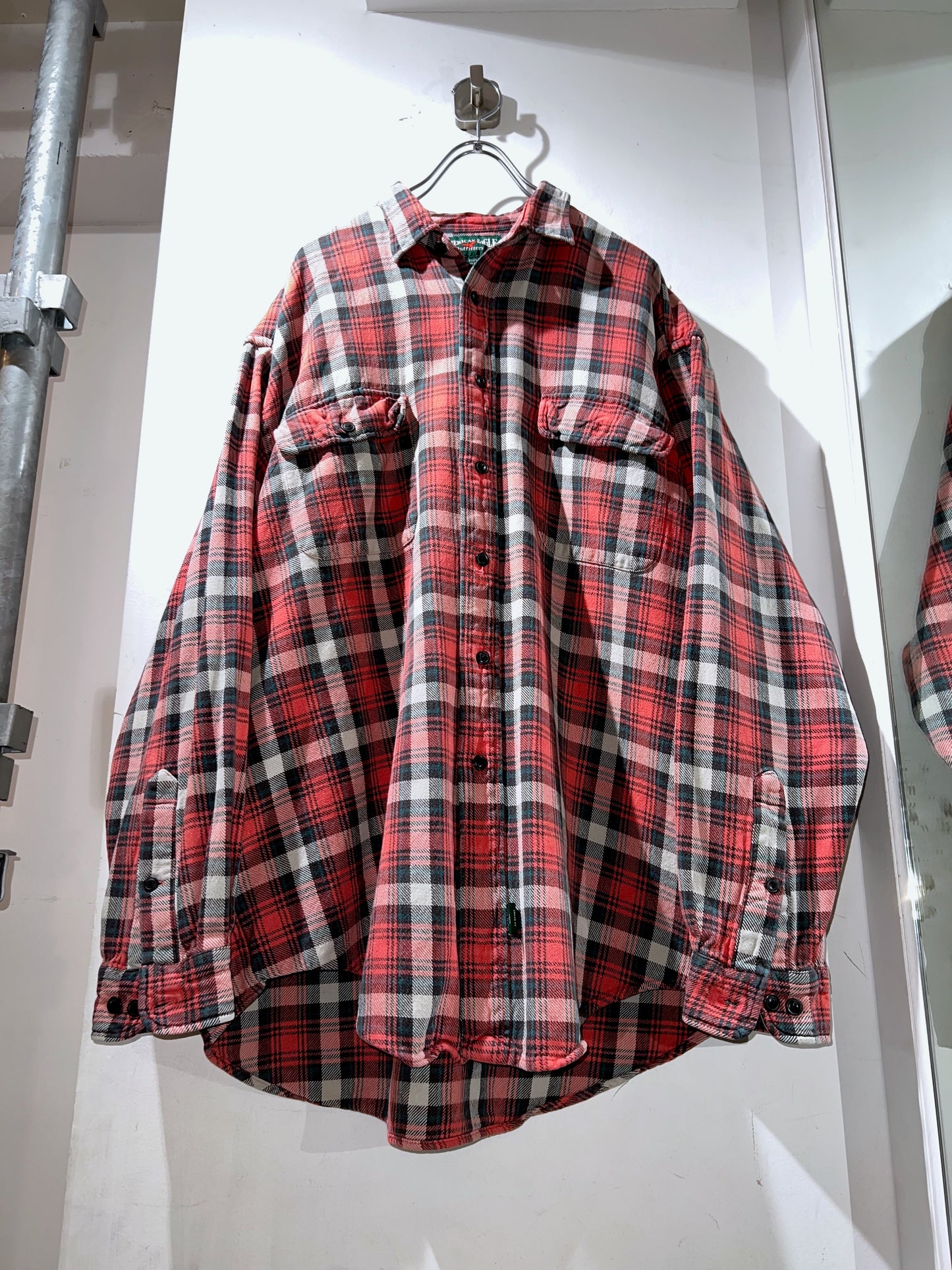 American Eagle Sepia Red Cotton Plaid Shirt