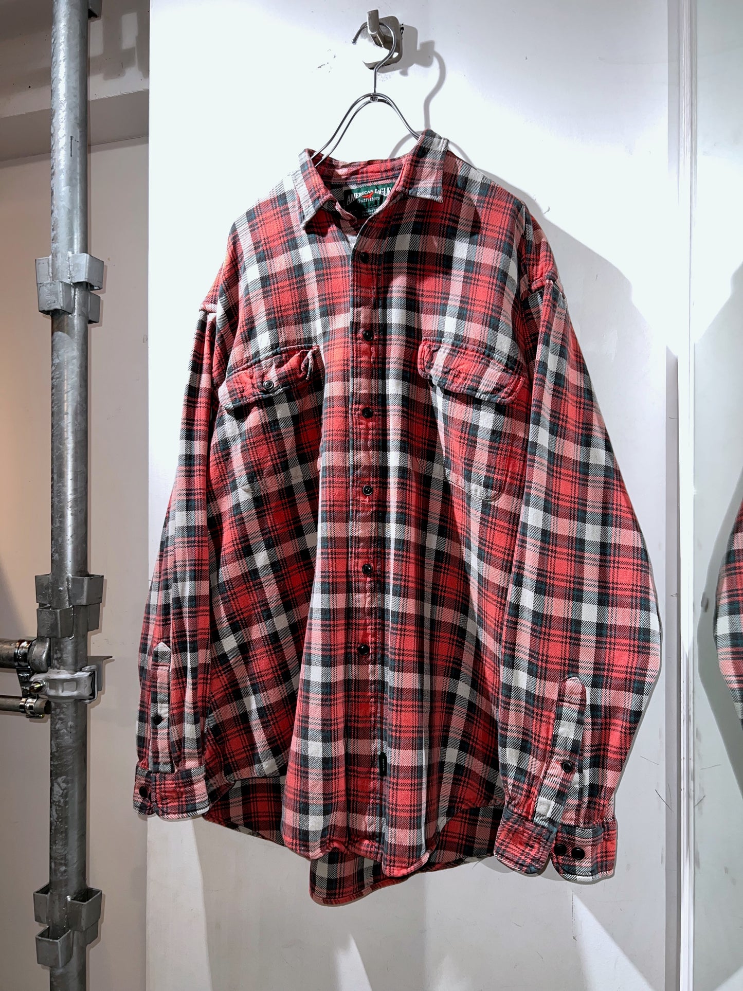 American Eagle Sepia Red Cotton Plaid Shirt