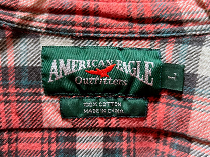 American Eagle Sepia Red Cotton Plaid Shirt