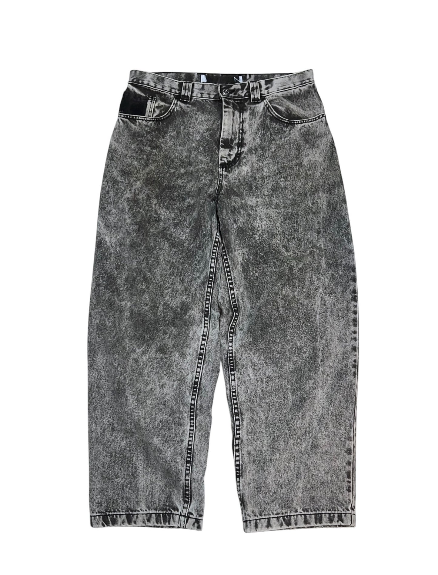 Acid Wash Semi-baggy Denim Pants